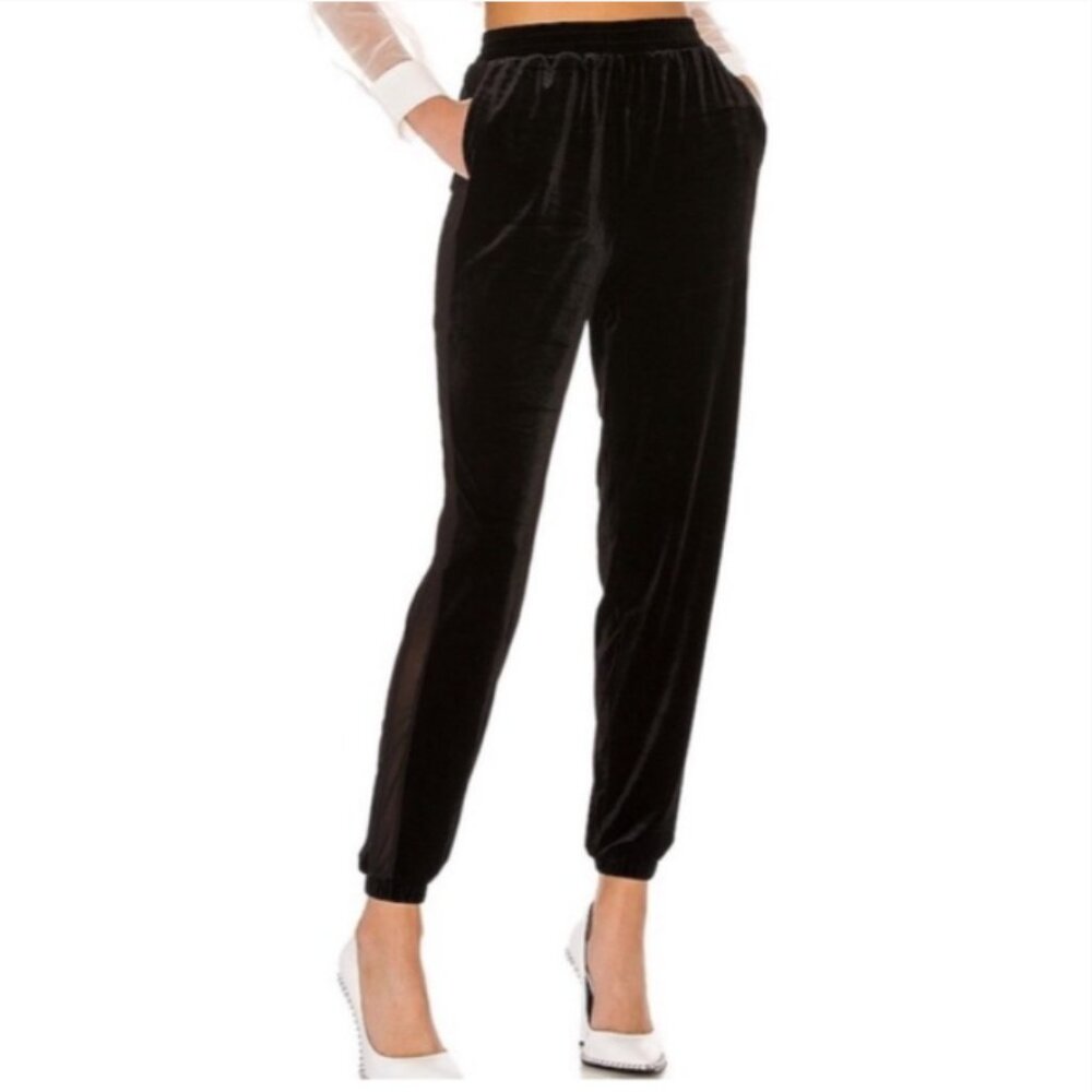 superdown Black Velvet Jogger Pants